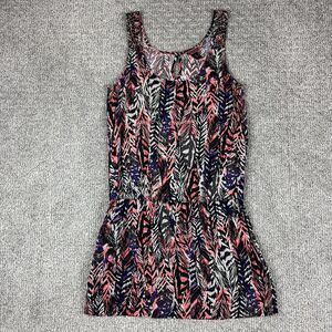 Akzialani Dress Womens Medium Black Pink Purple Sleeveless Boho Studded Tank Top